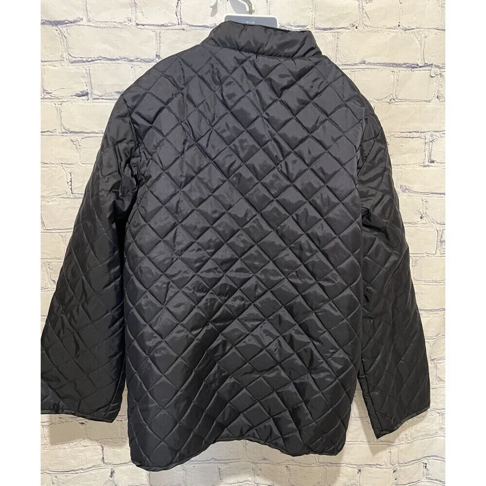 Gymboree Boys Quilted Button Up Jacket Size L (10-12) Dark Blue Front Pockets